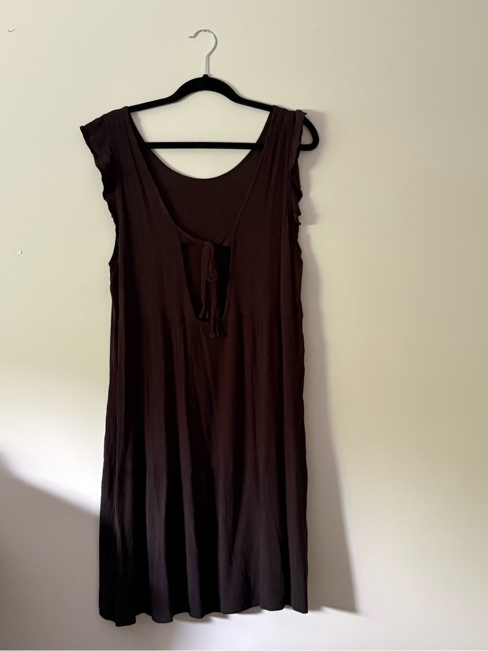 Women's Black Crinkle Gauze Sleeveless Scoop Neck Dress XL - Picture 2 of 6